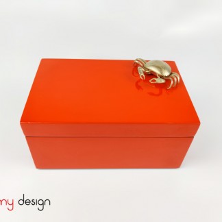 Orange rectangular box with crab 11*17*H8cm